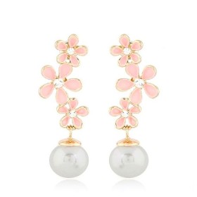 Clustered Flowers Pearl Drop Earrings